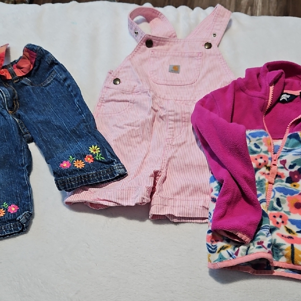 2T Lot Carhartt Bibs/fleece Zip Up